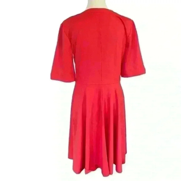 Anthropologie Maeve Red/Pink Jersey Short Sleeve Dress Lace Up Tie Front Size S - Picture 5 of 9